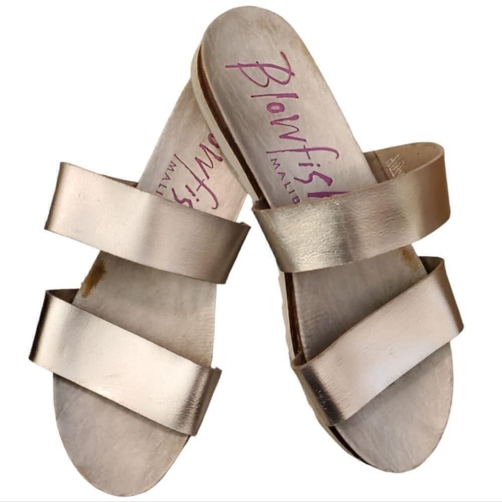 Blowfish Malibu Y2K Silver Chunky Sole Faux Leather Slip On Sandals (Size 11)